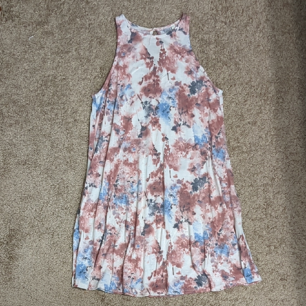 MTS Watercolor Floral Blue And Pink M Dress